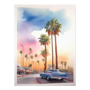 Los Angeles waterverf kunst Foto Afdruk