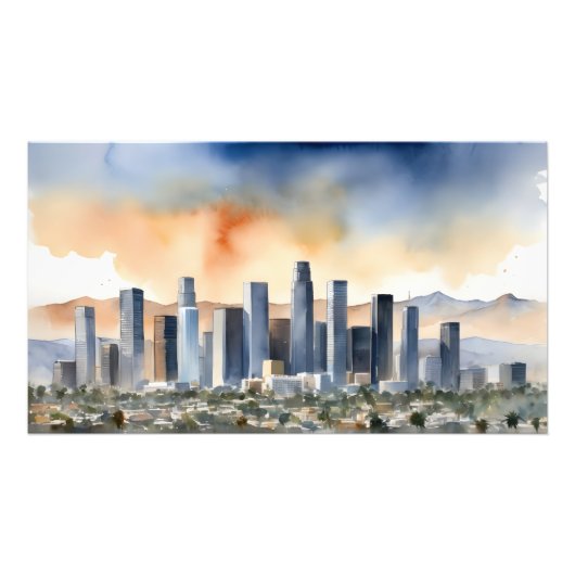 Los Angeles waterverf kunst Foto Afdruk (Voorkant)