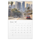 Los Angeles waterverf kunst Kalender (Feb 2027)