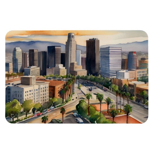 Los Angeles waterverf kunst Magneet (Horizontaal)