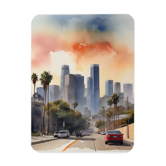Los Angeles waterverf kunst Magneet (Verticaal)