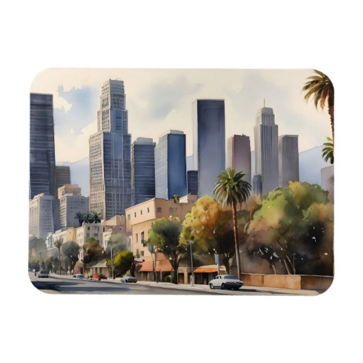 Los Angeles waterverf kunst Magneet (Horizontaal)