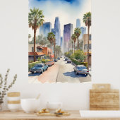 Los Angeles waterverf kunst Poster (Keuken)