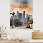 Los Angeles waterverf kunst Poster (Keuken)