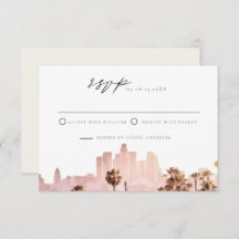 LOS ANGELES Waterverf Skyline Wedding RSVP