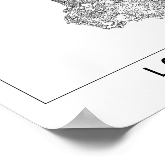 Los Angeles White Map Poster (Hoek)