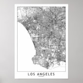 Los Angeles White Map Poster (Voorkant)