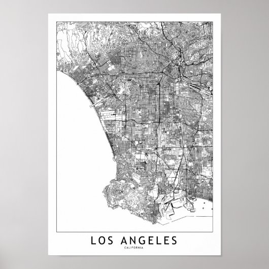 Los Angeles White Map Poster (Voorkant)