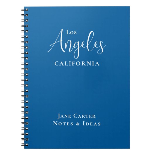 Los Angeles White Script Blauw Notitieboek (Voorkant)