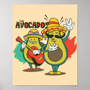 Los Avocados Mariachi Duo Vintage Stijl Poster