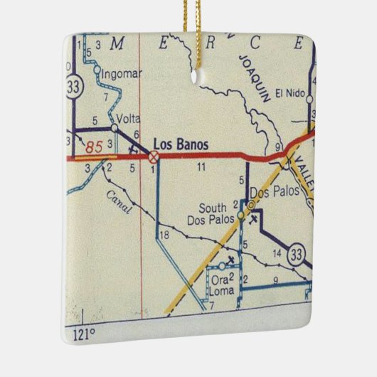 Los Banos CA Retro Map Keramisch Ornament (Rechts)