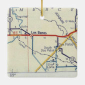 Los Banos CA Retro Map Keramisch Ornament (Achterkant)