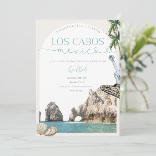 Los Cabos Mexico Bachelorette Weekend uitnodiging (Staand voorkant)