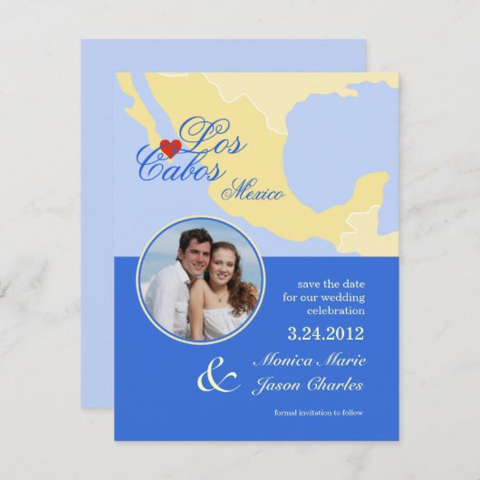 Los Cabos Mexico Bewaar de Datum Foto Aankondiging (Voorkant / Achterkant)