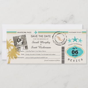Los Cabos Mexico Save the Date Boarding Pass
