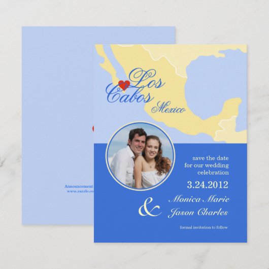 Los Cabos Mexico Save the Date Foto Aankondiging (Voorkant / Achterkant)