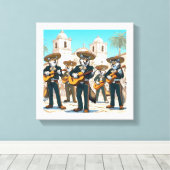 Los Coyotes Mariachi Canvas Afdruk (Insitu (Houten vloer))
