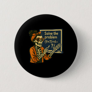Los het probleem op 9x7+4 67 Meme Six Seven Skelet Ronde Button 5,7 Cm