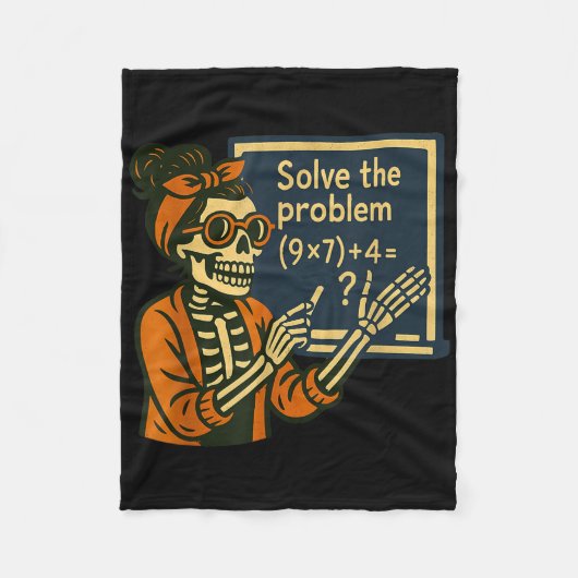 Los het probleem op 9x7+4 67 Meme Zes Zeven Skelet Fleece Deken (Voorkant)