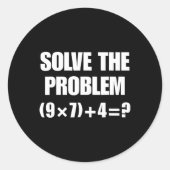 Los het probleem op – Grappige wiskundige vergelij Ronde Sticker (Voorkant)