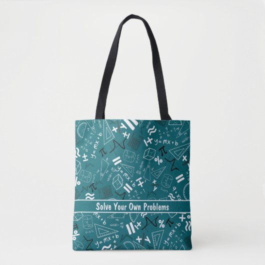 Los je eigen problemen op Wiskunde Funnyturquoise Tote Bag (Voorkant)