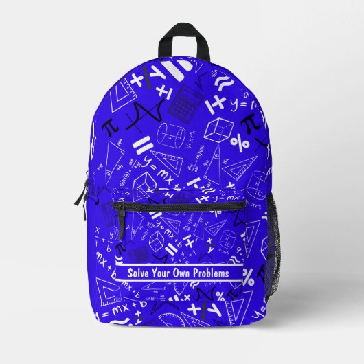 Los je eigen problemen op Wiskunde Grappig Blauw Bedrukte Rugzak (Voorkant)