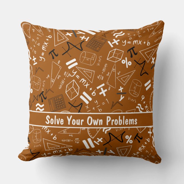 Los je eigen problemen op Wiskunde Rustiek Bruin Kussen (Voorkant)