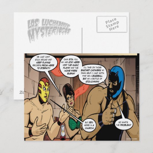 Los Luchadores Mysterisos briefkaart (Voorkant / Achterkant)