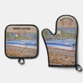 Los Muertos Beach 786 Ovenwant & Pannenlap Set (Voorkant)