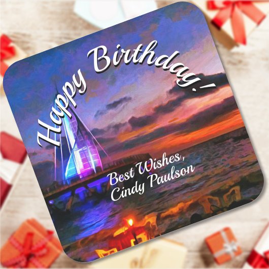 Los Muertos Pier Birthday 182 Vierkante Sticker