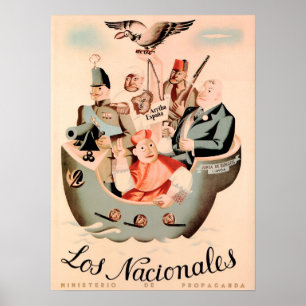 LOS NACIONALES Spain Civil War Gov Propaganda Poster
