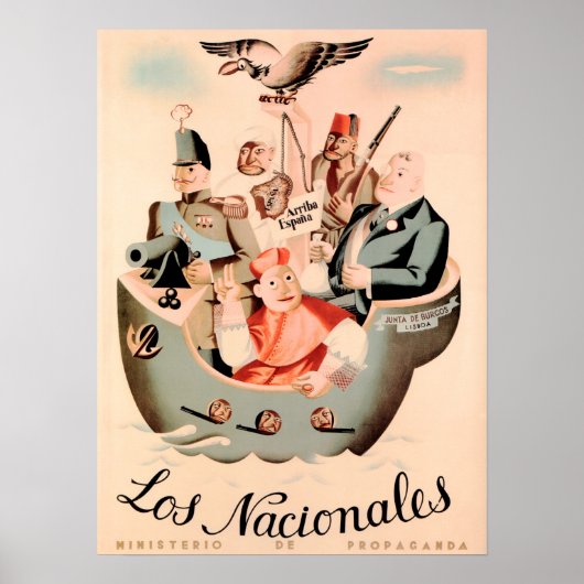 LOS NACIONALES Spain Civil War Gov Propaganda Poster (Voorkant)