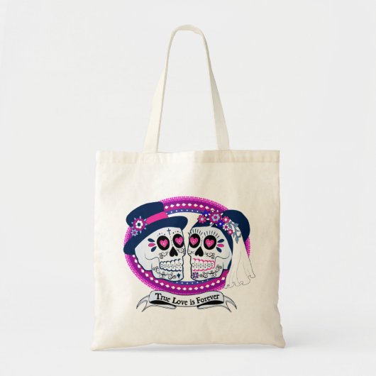 Los Novios Canvas tas-Navy en Hot Pink Tote Bag (Voorkant)