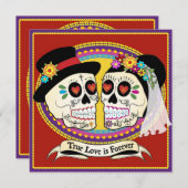 Los Novios Square Huwelijksuitnodiging (Engels) Kaart (Voorkant / Achterkant)