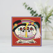 Los Novios Square Huwelijksuitnodiging (Engels) Kaart (Staand voorkant)