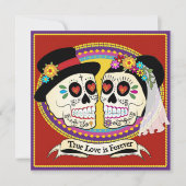 Los Novios Square Huwelijksuitnodiging (Engels) Kaart (Voorkant)