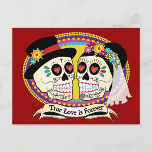 Los Novios Sugar Skull Briefkaart (Engels)