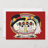 Los Novios Sugar Skull Invitation (Engels) Kaart (Voorkant)