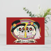 Los Novios Sugar Skull Invitation (Engels) Kaart (Staand voorkant)