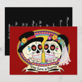 Los Novios Sugar Skull Invitation (Engels) Kaart (Voorkant / Achterkant)