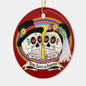 Los Novios Sugar Skull Ornament (Engels) (Links)