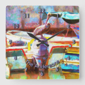 Los Peines Pelican 0463 Family Vierkante Klok (Voorkant)