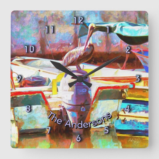 Los Peines Pelican 0463 Family Vierkante Klok (Voorkant)