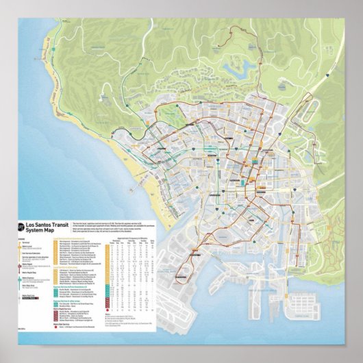 Los Santos Bus Map Poster (Voorkant)