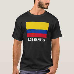 Los Santos Colombia Flag Emblem Escudo Bandera Cre T-shirt