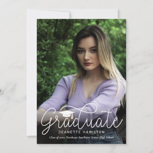 Los script voor-/achterkant foto diploma uitnodigi kaart (Voorkant)