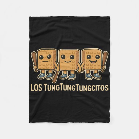 Los Tungtungtungcitos Italian Brainrot Tung Sahur  Fleece Deken (Voorkant)