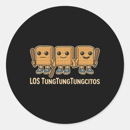 Los Tungtungtungcitos Italian Brainrot Tung Sahur  Ronde Sticker (Voorkant)