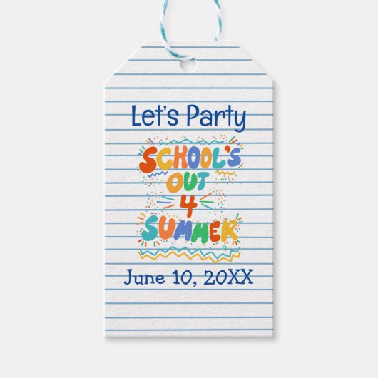 Losbladig papier voor School’s Out Cadeaulabel (Voorkant)