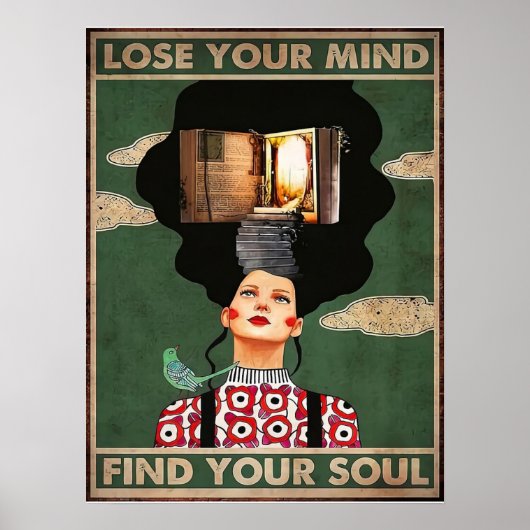 Lose your Mind Vind je Soul vintage Poster (Voorkant)